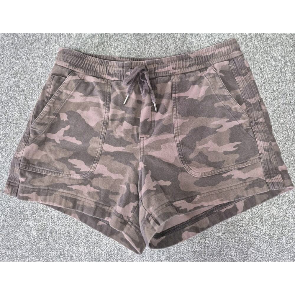 Athleta Camo Farallon Short Womens Size 10 Elastic Drawstring Waistband Pockets